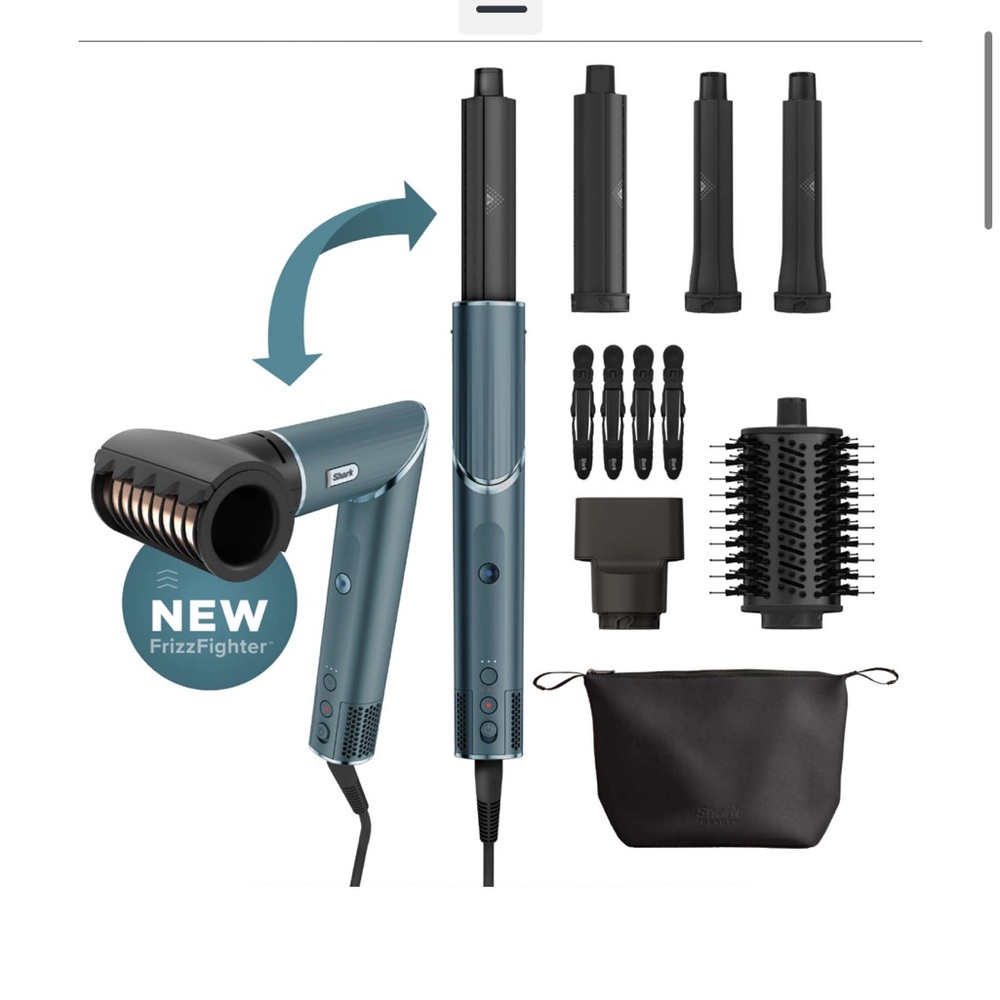 Shark Teal Hair Dryer & Styler Set with Attachments